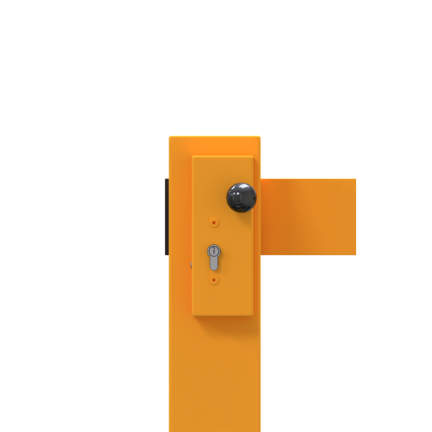 Compact hand barrier | without fixed support post | adjustment range: 1900 - 3000 mm | with profile cylinder lock | hot-dip galvanized and coated yellow / black